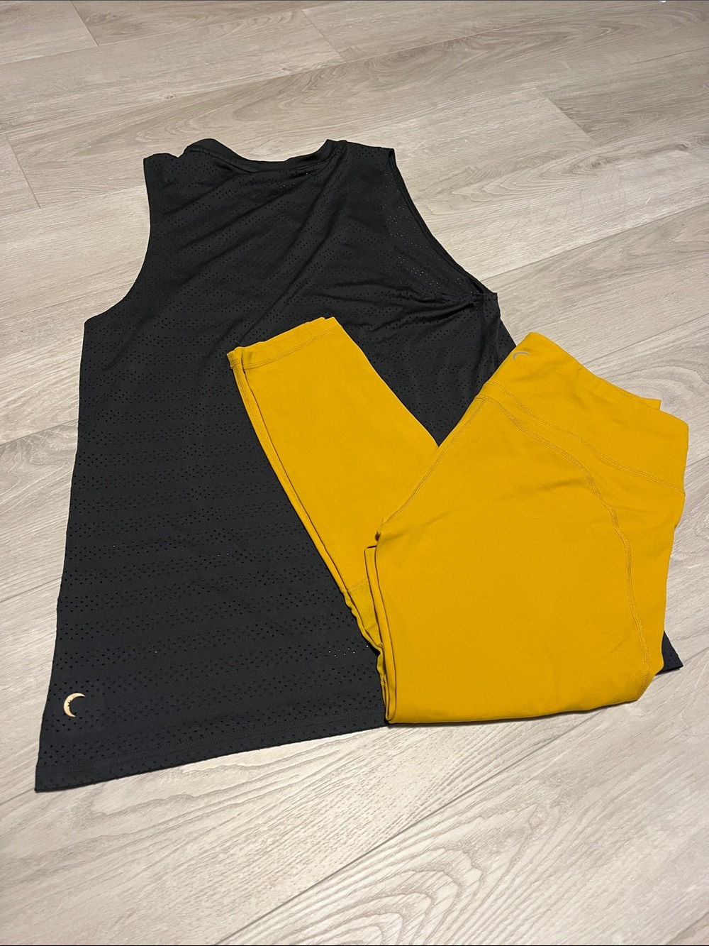 ZYIA Black Performance Tank with Mustard Leggings